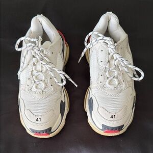 Balenciaga White and Red Sneakers